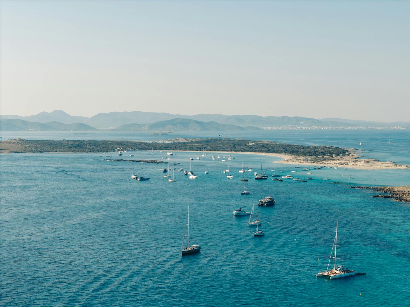 Sailboats drifting near Formentera