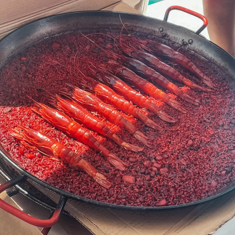 Paella served onboard during a private sailing day